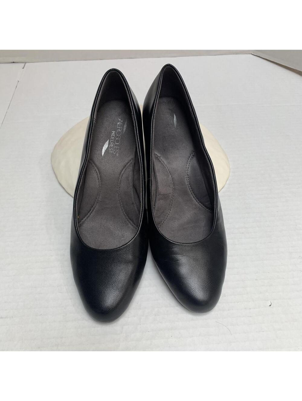 Aerosoles Womans Size 9.5 W Black Leather 2.5"  Heel Pump Shoe